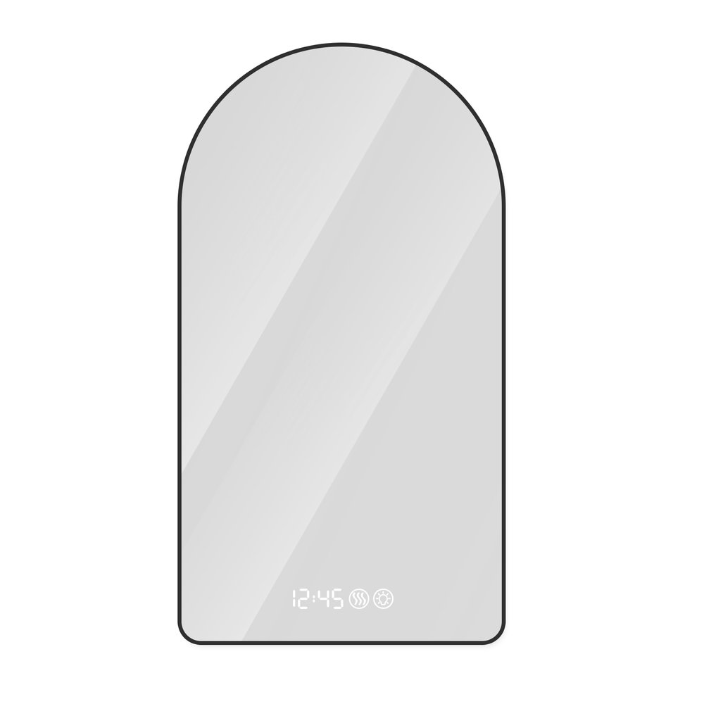 Black Aluminum Arch Lighted Framed Anti Fog Bathroom Vanity Mirror - 59-inch