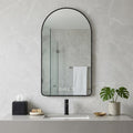 Black Aluminum Arch Lighted Framed Anti Fog Bathroom Vanity Mirror - 59-inch