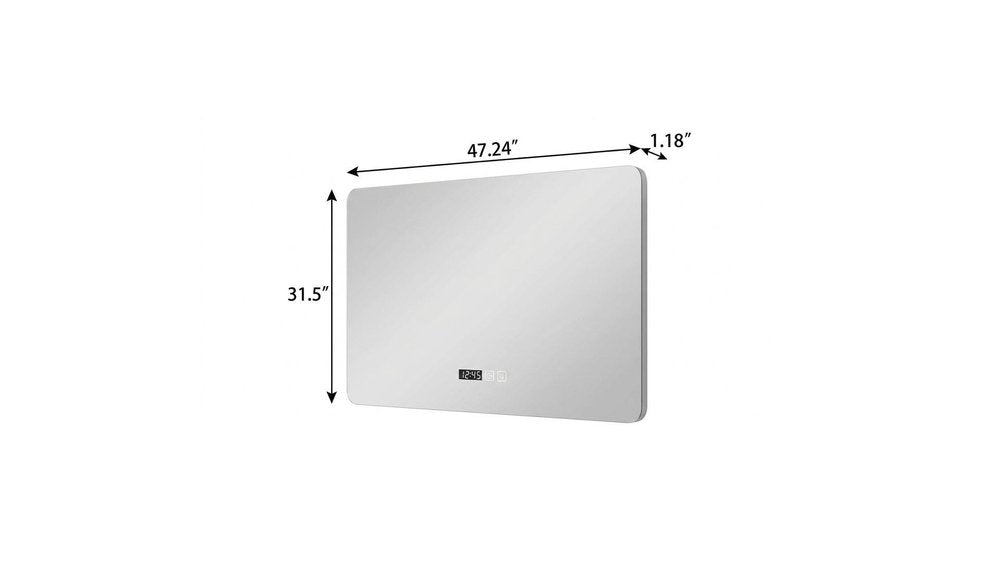 Black Aluminum Lighted Framed Anti Fog Bathroom Vanity Mirror - 32-inch