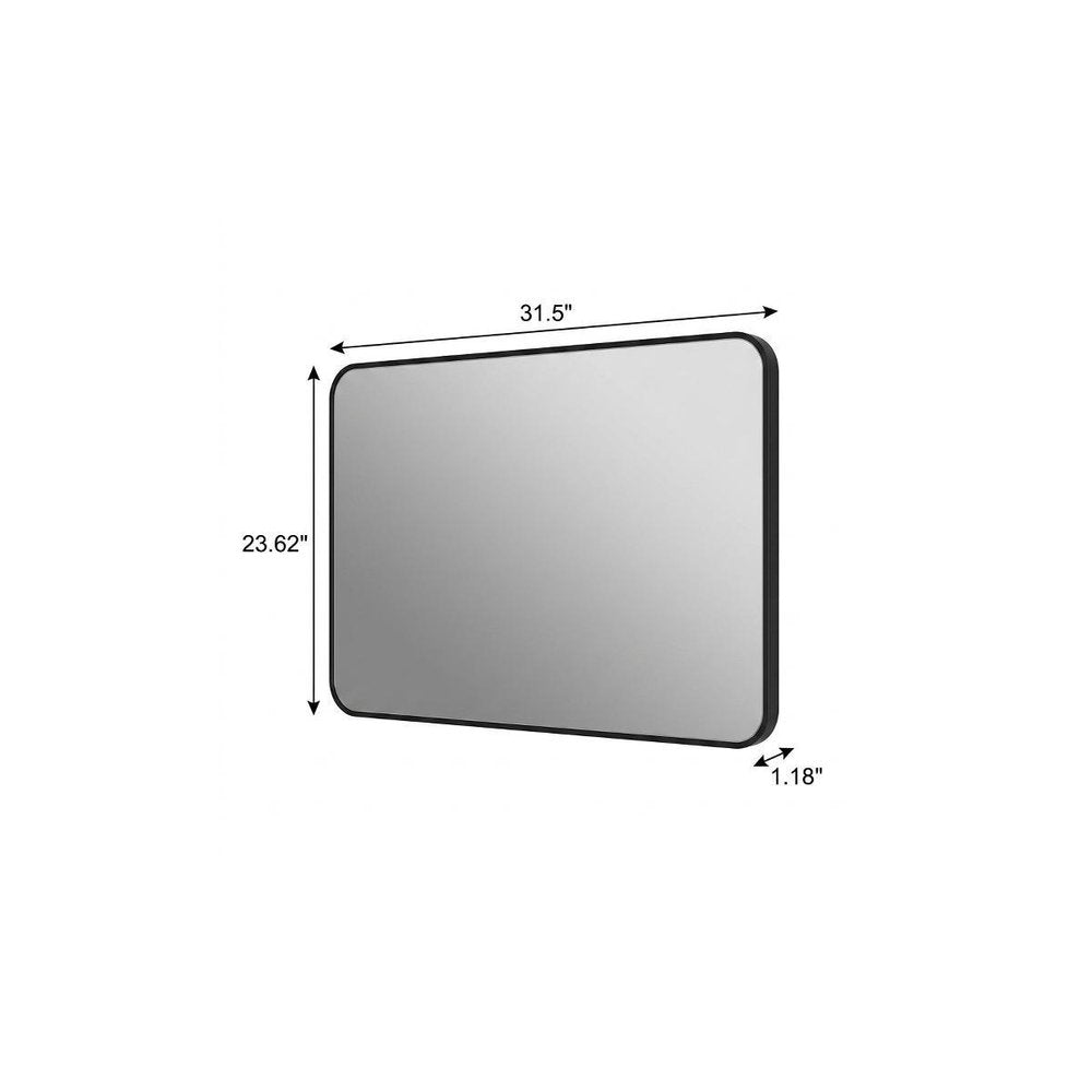 Black Aluminum Lighted Framed Anti Fog Bathroom Vanity Mirror - 24-inch