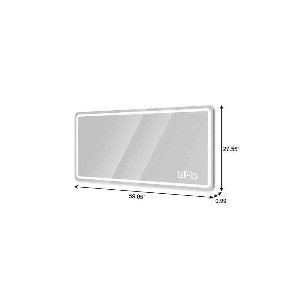 Lighted Frameless Anti Fog Bathroom Vanity Mirror - 28-inch