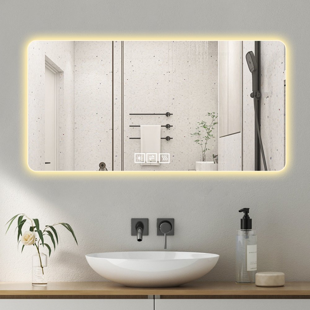 Lighted Frameless Anti Fog Bathroom Vanity Mirror - 24-inch