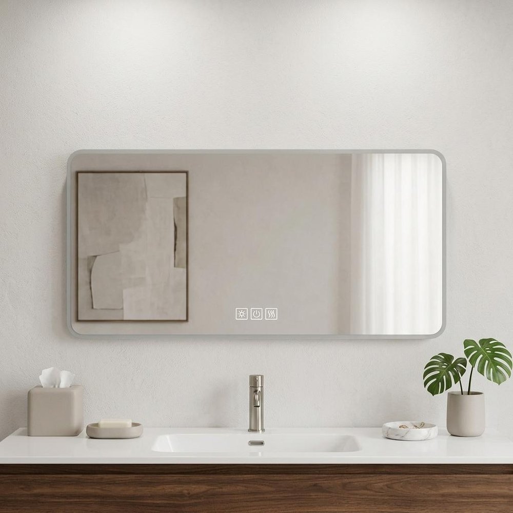 Lighted Frameless Anti Fog Bathroom Vanity Mirror - 24-inch