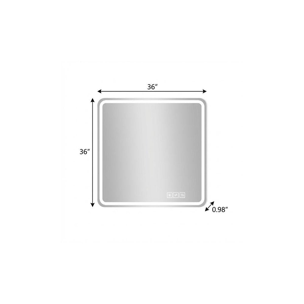 Square Lighted Frameless Anti Fog Bathroom Vanity Mirror - 36-inch