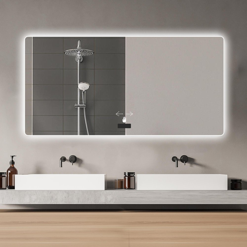 Lighted Frameless Anti Fog Bathroom Vanity Mirror - 32-inch