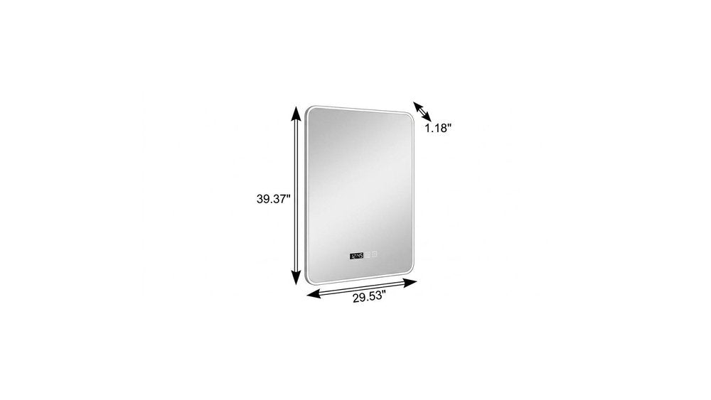 Black Aluminum Lighted Framed Anti Fog Bathroom Vanity Mirror - 39-inch