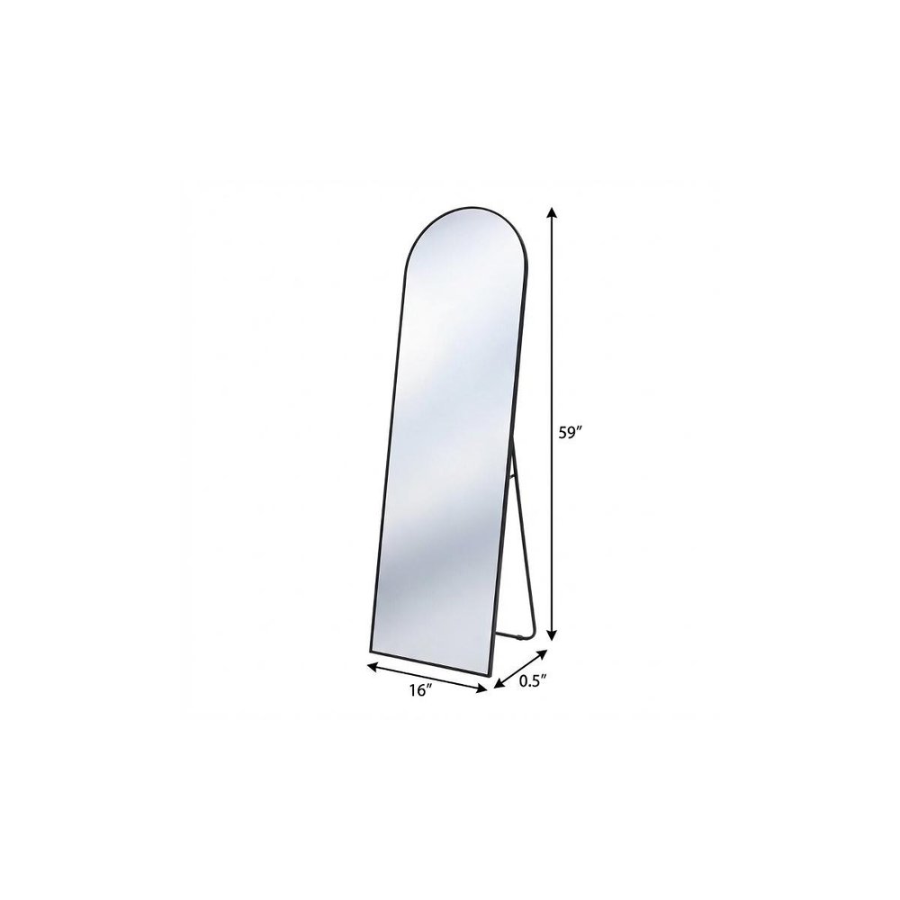 Black Aluminum Arch Freestanding and Wall Mounted Framed Full Length Mirror