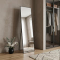 Black Aluminum Freestanding and Wall Mounted Framed Full Length Mirror - 59-inch