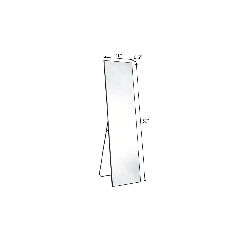 Black Aluminum Freestanding and Wall Mounted Framed Full Length Mirror - 59-inch