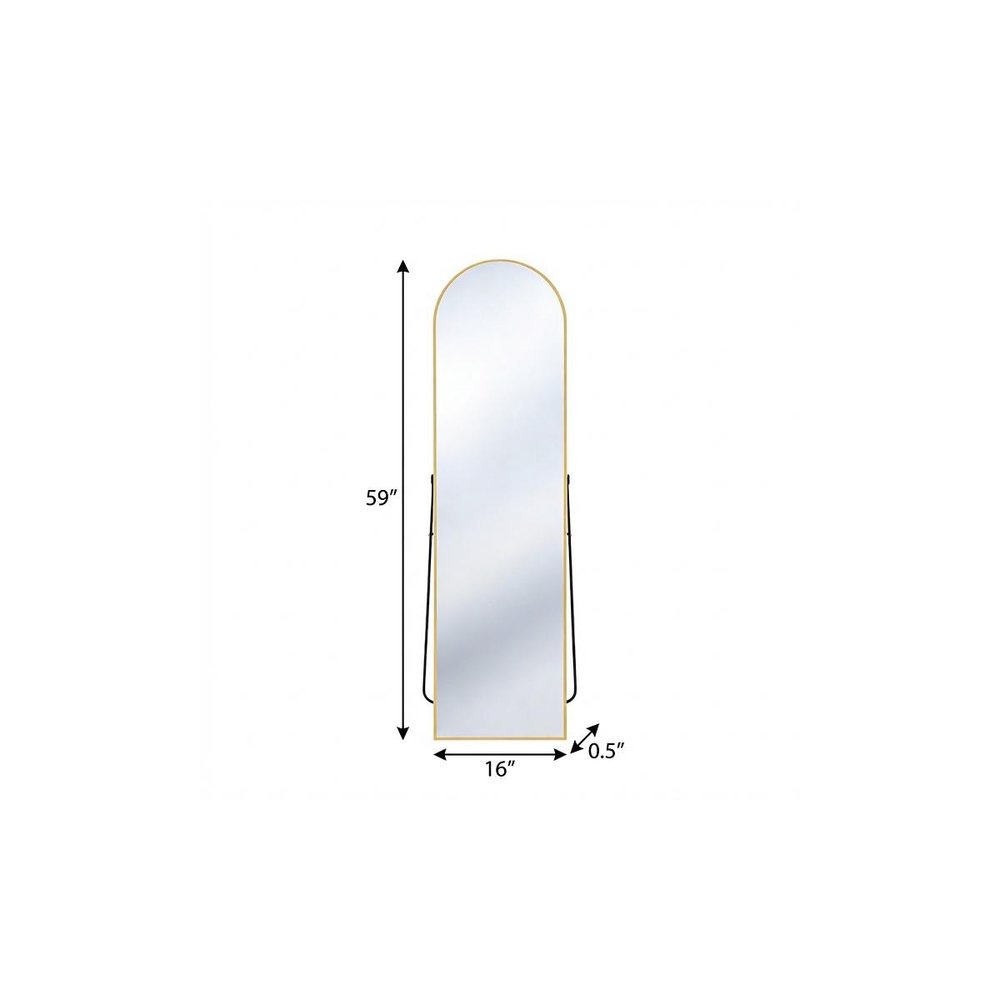 Gold Aluminum Arch Freestanding and Wall Mounted Framed Full Length Mirror