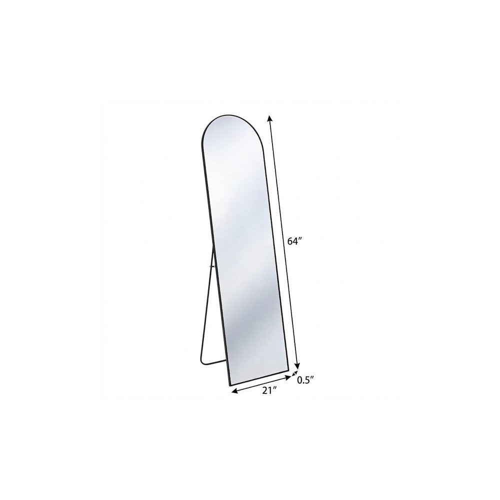 Black Aluminum Arch Freestanding and Wall Mounted Framed Full Length Mirror