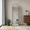 Black Aluminum Arch Freestanding and Wall Mounted Framed Full Length Mirror
