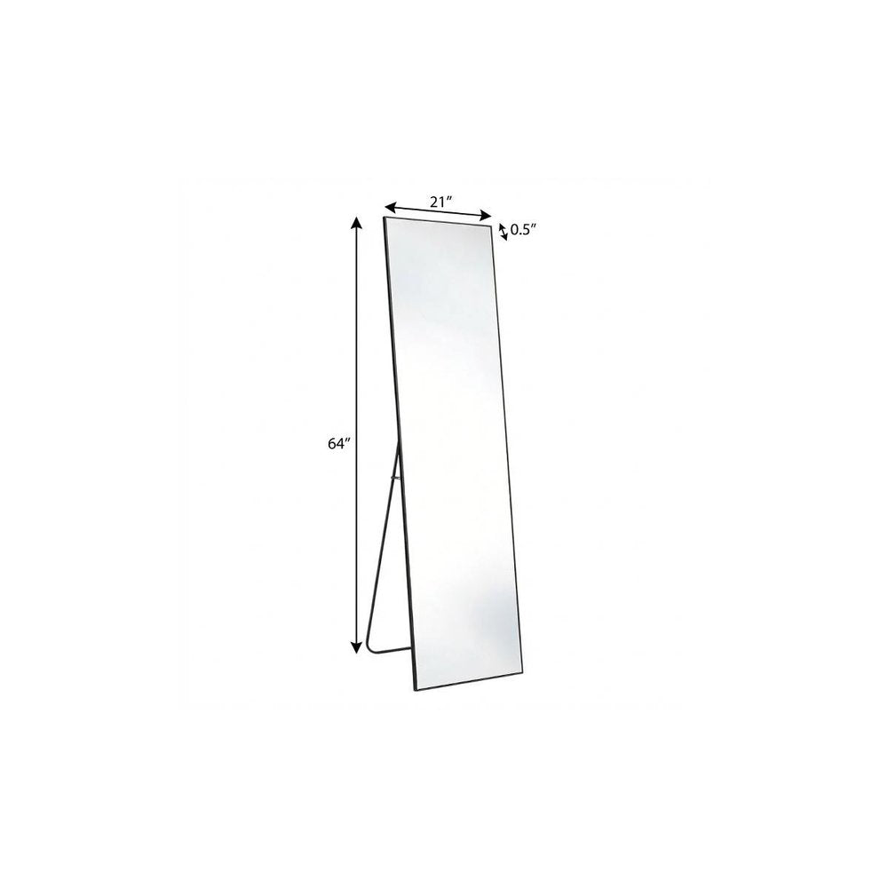 Black Aluminum Freestanding and Wall Mounted Framed Full Length Mirror - 64-inch