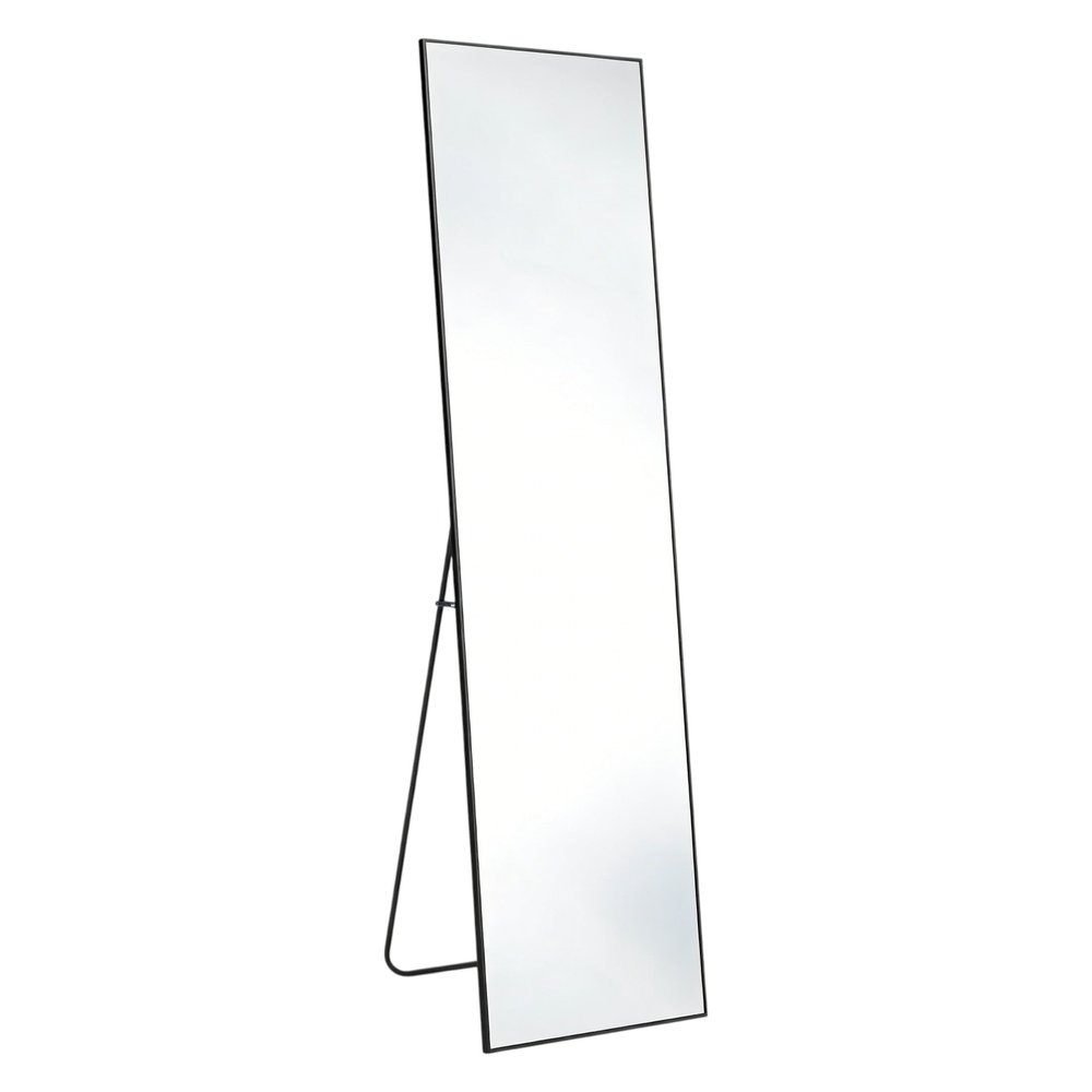 Black Aluminum Freestanding and Wall Mounted Framed Full Length Mirror - 64-inch