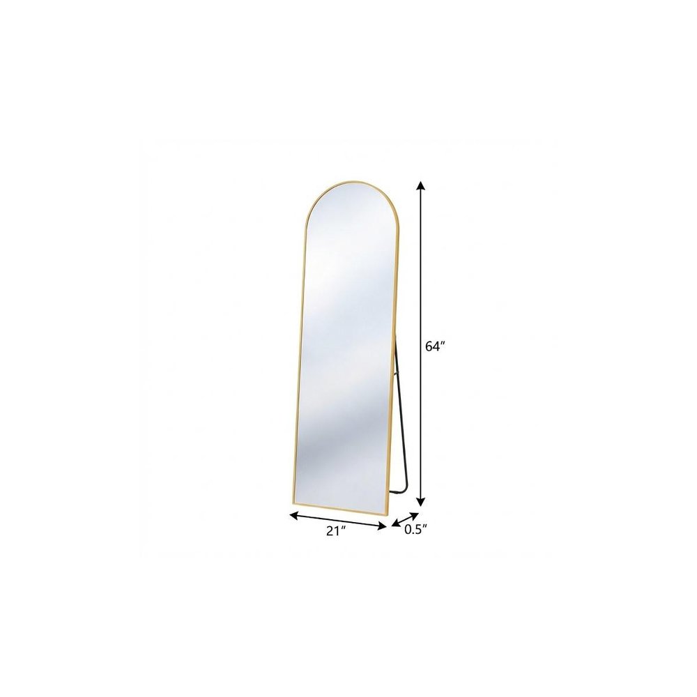 Gold Aluminum Arch Freestanding and Wall Mounted Framed Full Length Mirror