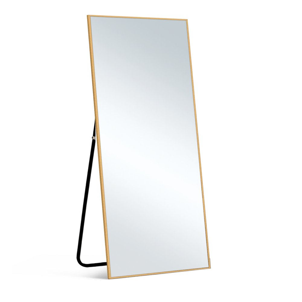 Gold Aluminum Freestanding and Wall Mounted Framed Full Length Mirror - 64-inch
