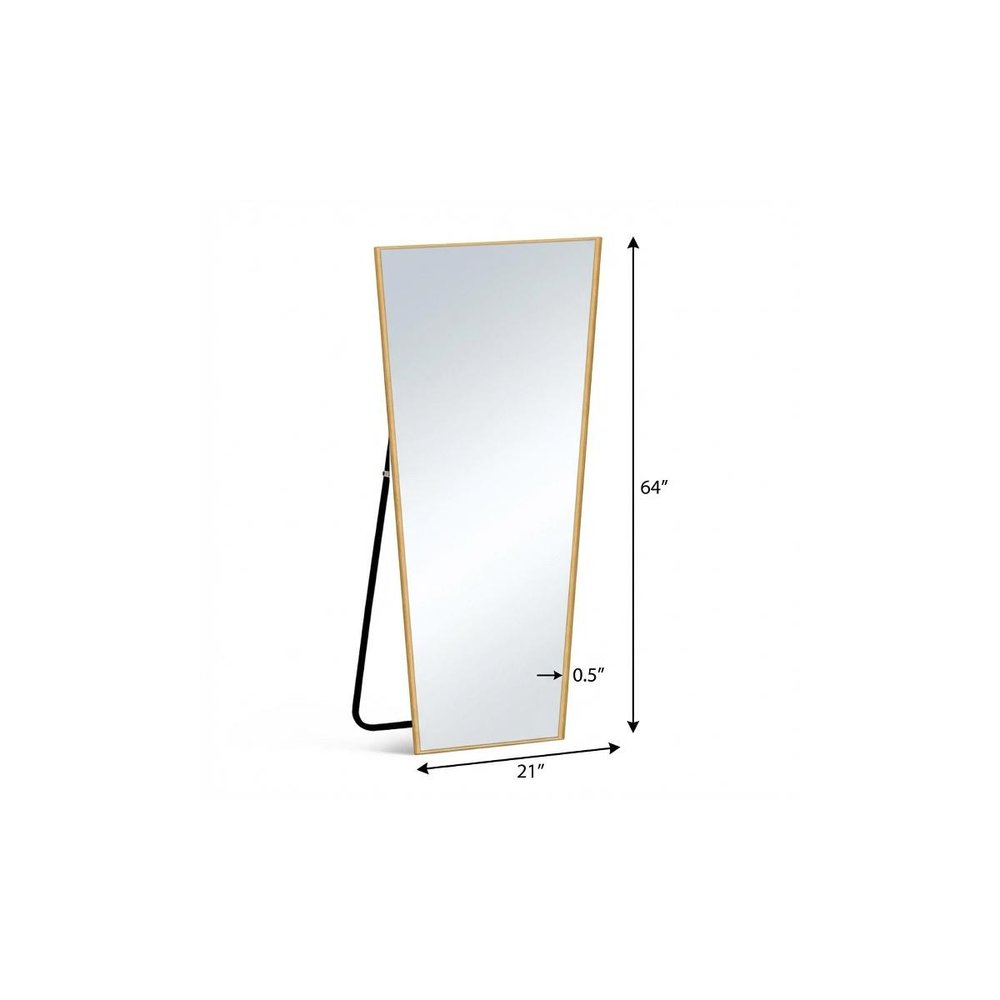 Gold Aluminum Freestanding and Wall Mounted Framed Full Length Mirror - 64-inch