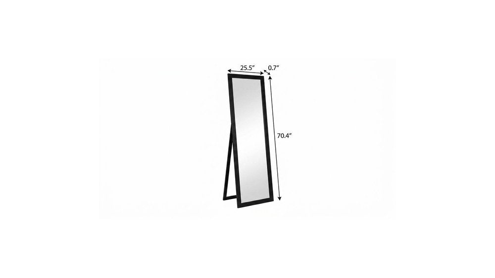 Black Aluminum Freestanding and Wall Mounted Framed Full Length Mirror - 70-inch