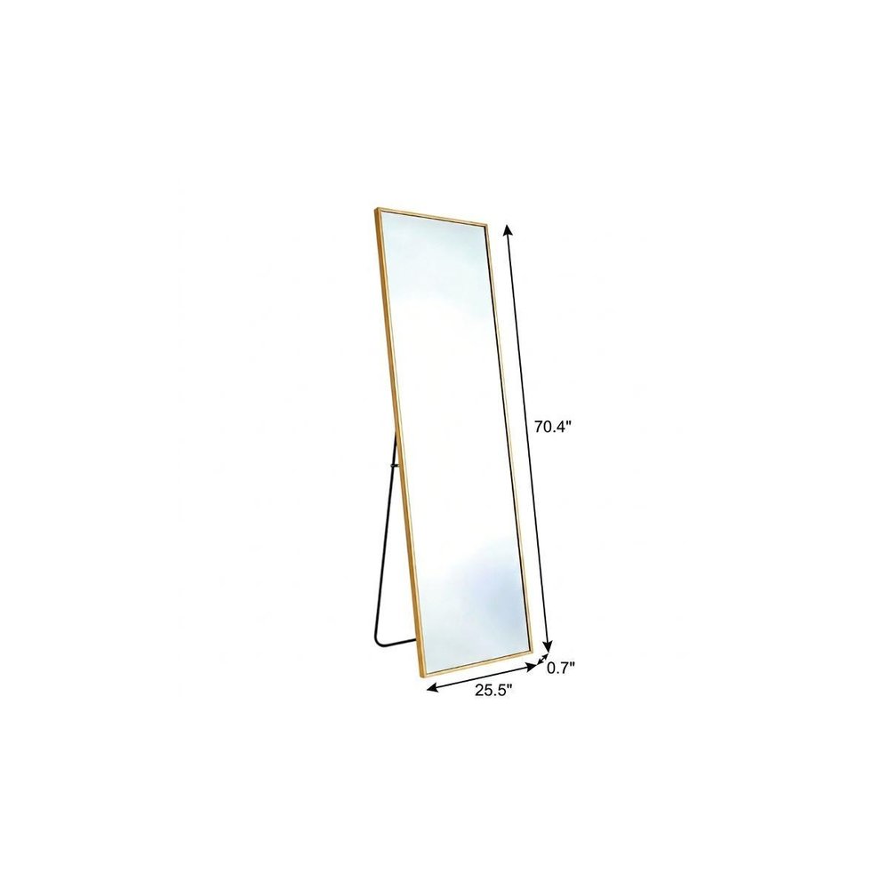 Gold Aluminum Freestanding and Wall Mounted Framed Full Length Mirror - 70-inch