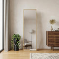 Gold Aluminum Freestanding and Wall Mounted Framed Full Length Mirror - 70-inch