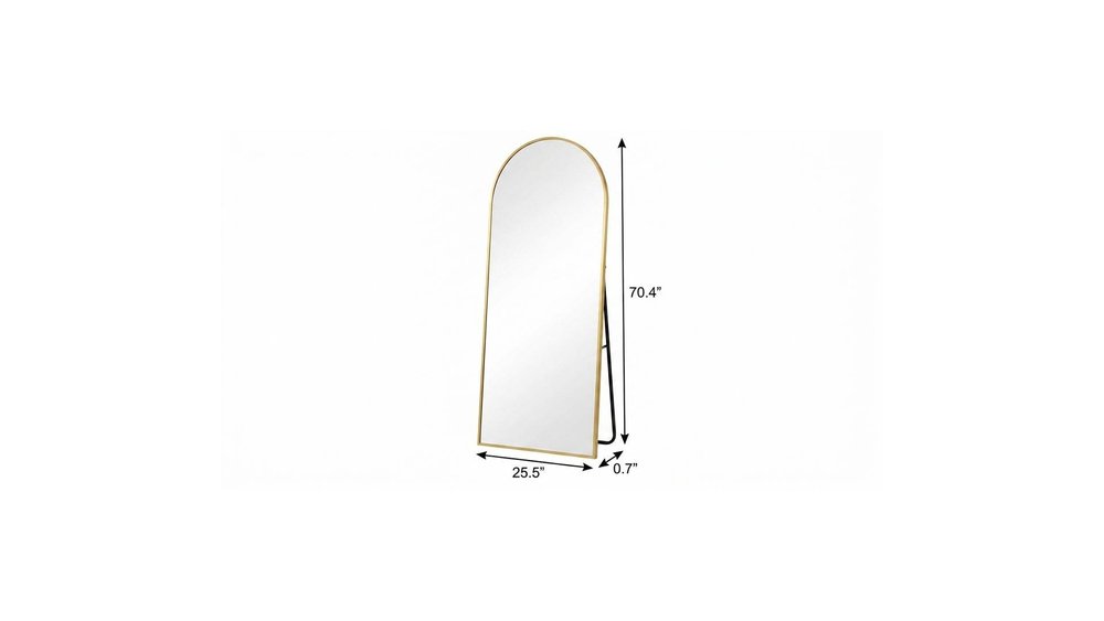 Gold Aluminum Arch Freestanding and Wall Mounted Framed Full Length Mirror