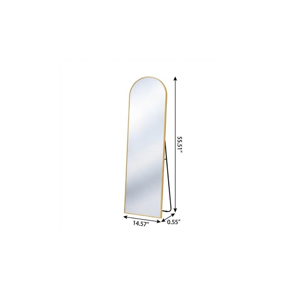 Gold Aluminum Arch Freestanding and Wall Mounted Framed Full Length Mirror