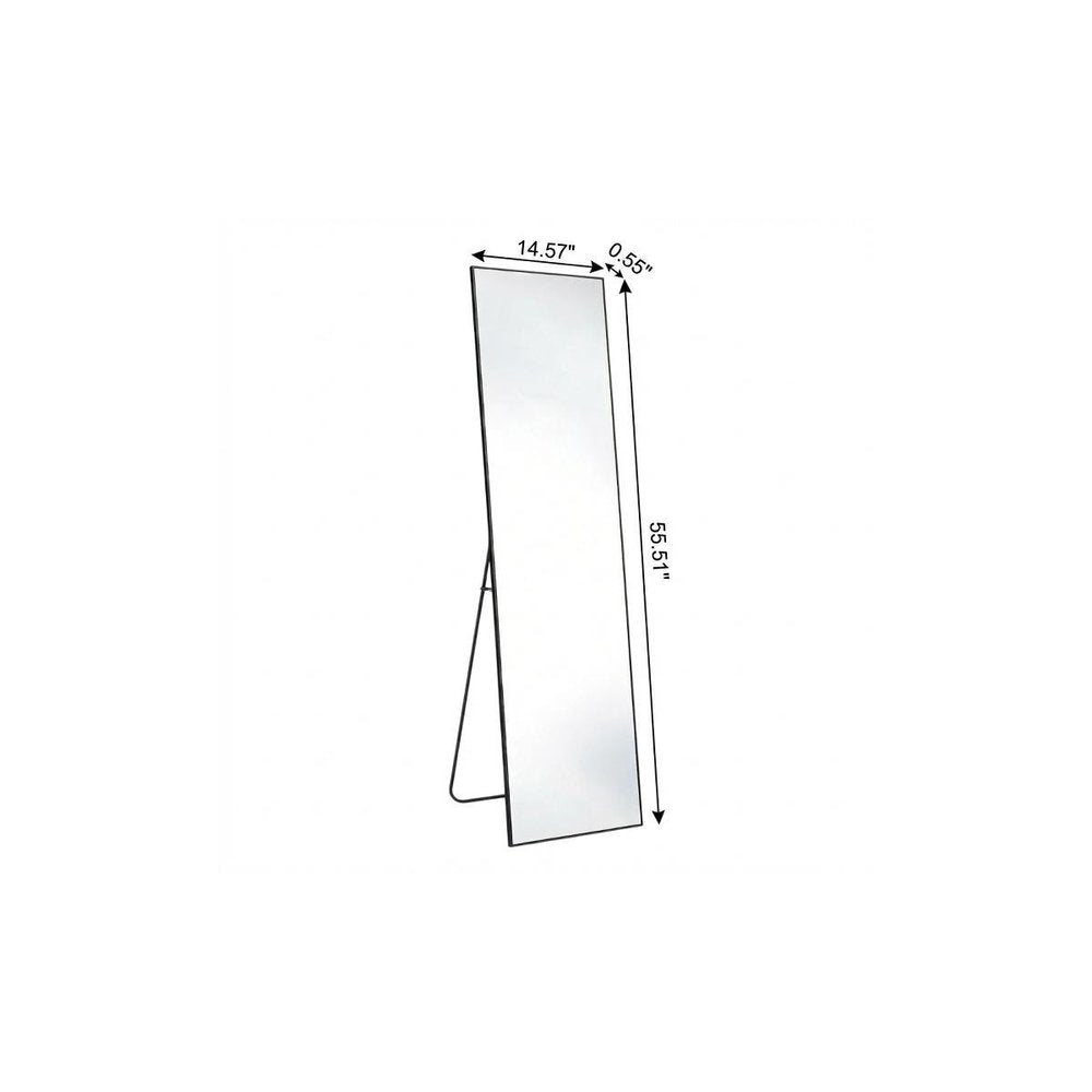 Black Aluminum Freestanding and Wall Mounted Framed Full Length Mirror - 56-inch