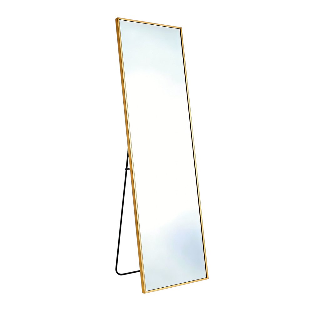 Gold Aluminum Freestanding and Wall Mounted Framed Full Length Mirror - 56-inch