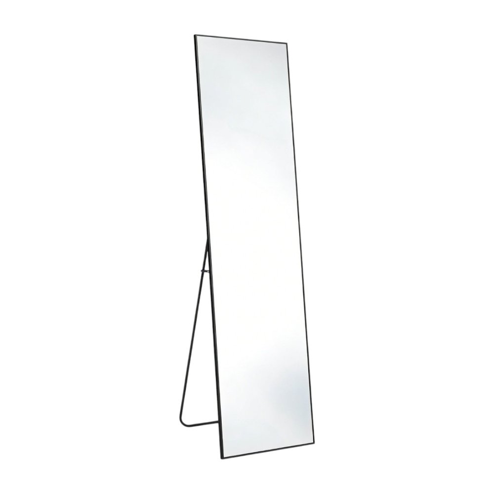 Black Aluminum Wall Mount Leaning or Freestanding Framed Full Length Mirror