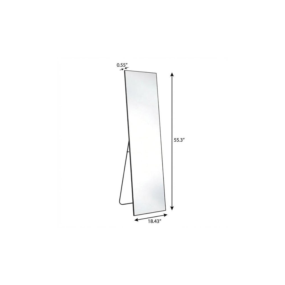 Black Aluminum Wall Mount Leaning or Freestanding Framed Full Length Mirror
