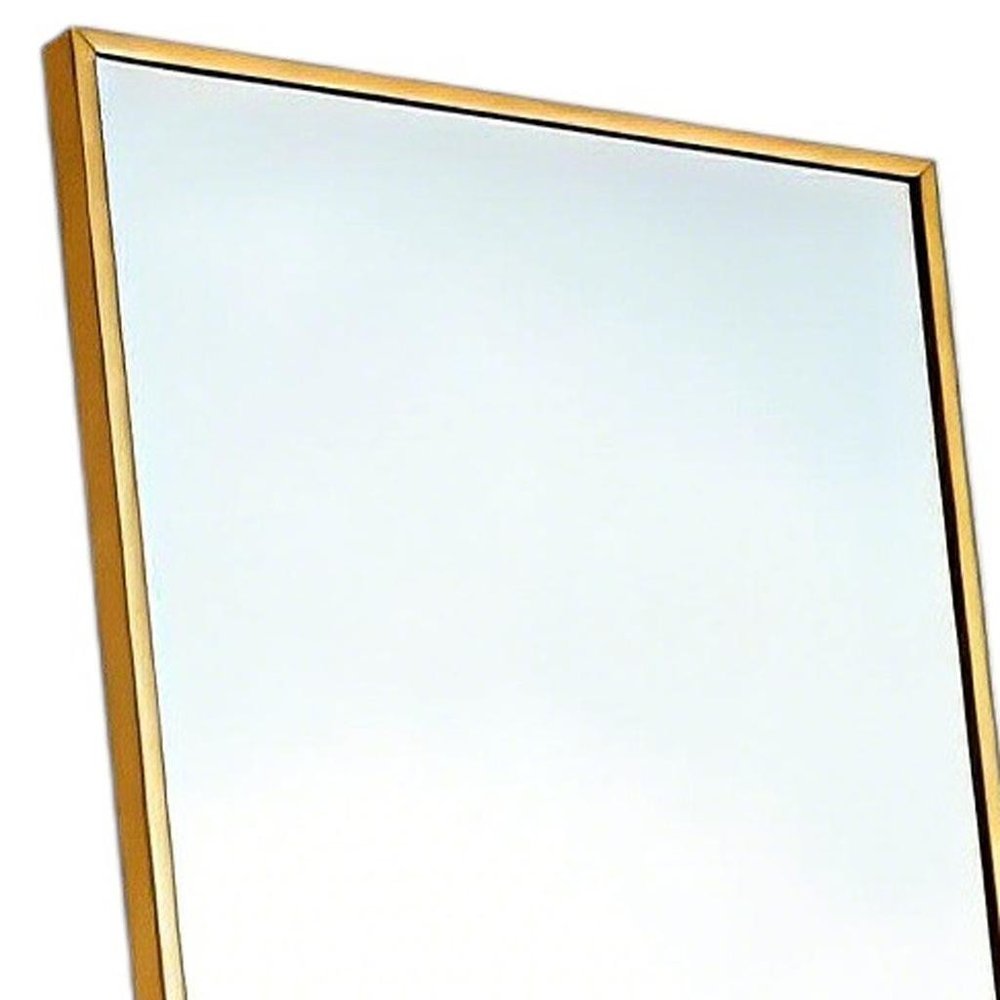 Gold Aluminum Freestanding and Wall Mounted Framed Full Length Mirror - 55-inch
