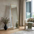 Gold Aluminum Freestanding and Wall Mounted Framed Full Length Mirror - 55-inch