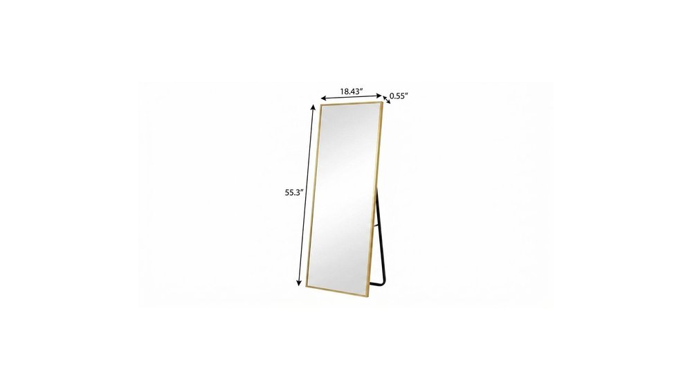 Gold Aluminum Freestanding and Wall Mounted Framed Full Length Mirror - 55-inch