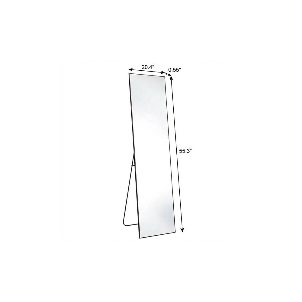 Black Aluminum Freestanding and Wall Mounted Framed Full Length Mirror - 55-inch