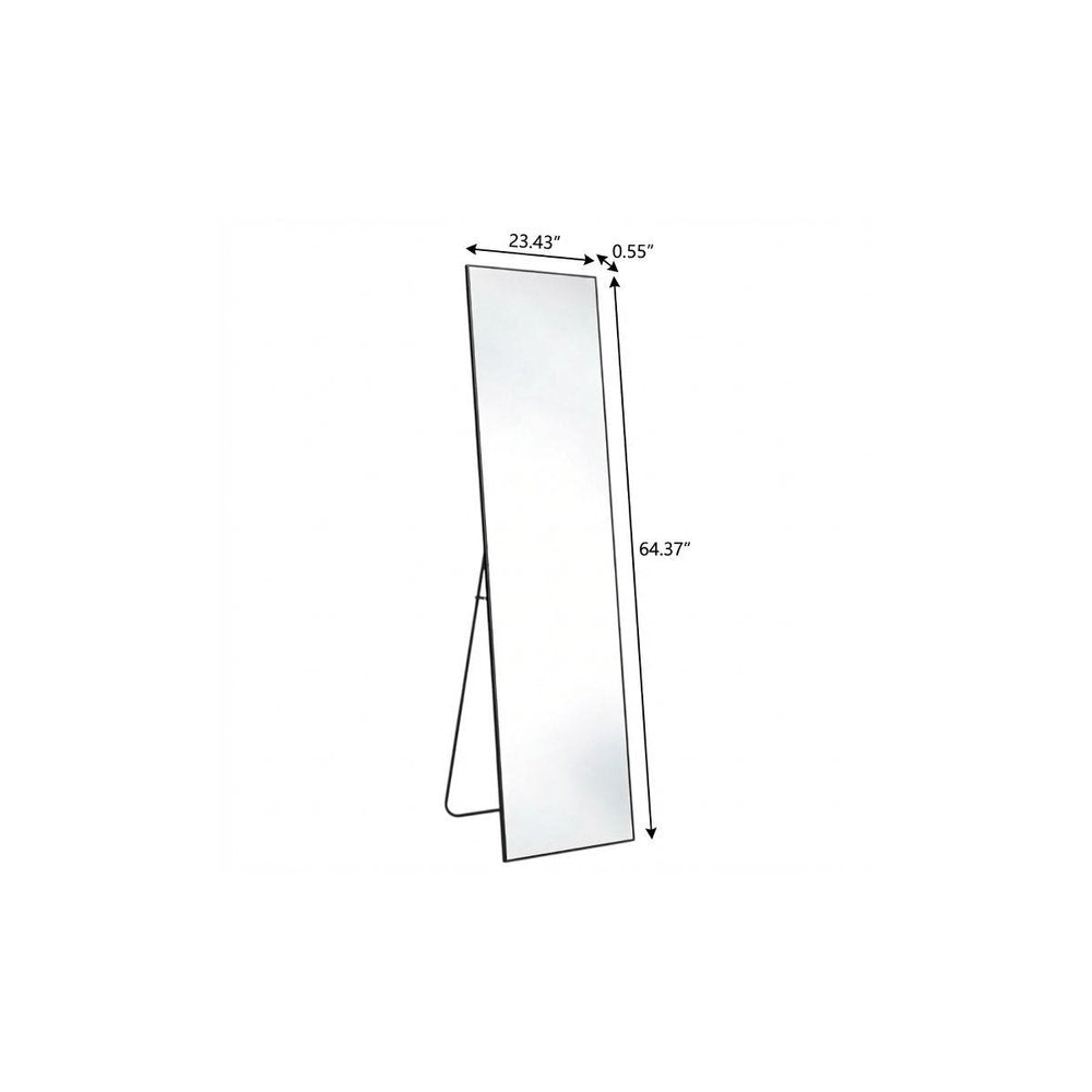 Black Aluminum Freestanding and Wall Mounted Framed Full Length Mirror - 64-inch