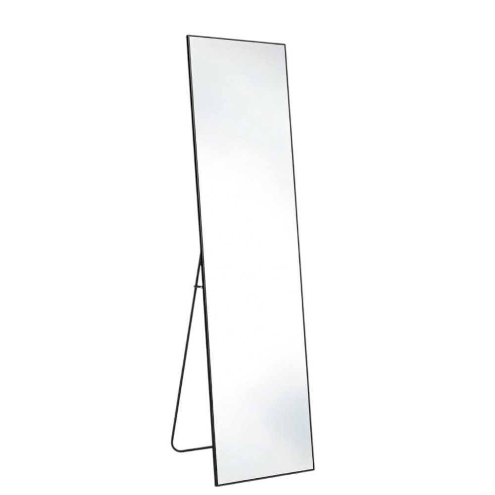 Black Aluminum Freestanding and Wall Mounted Framed Full Length Mirror - 64-inch