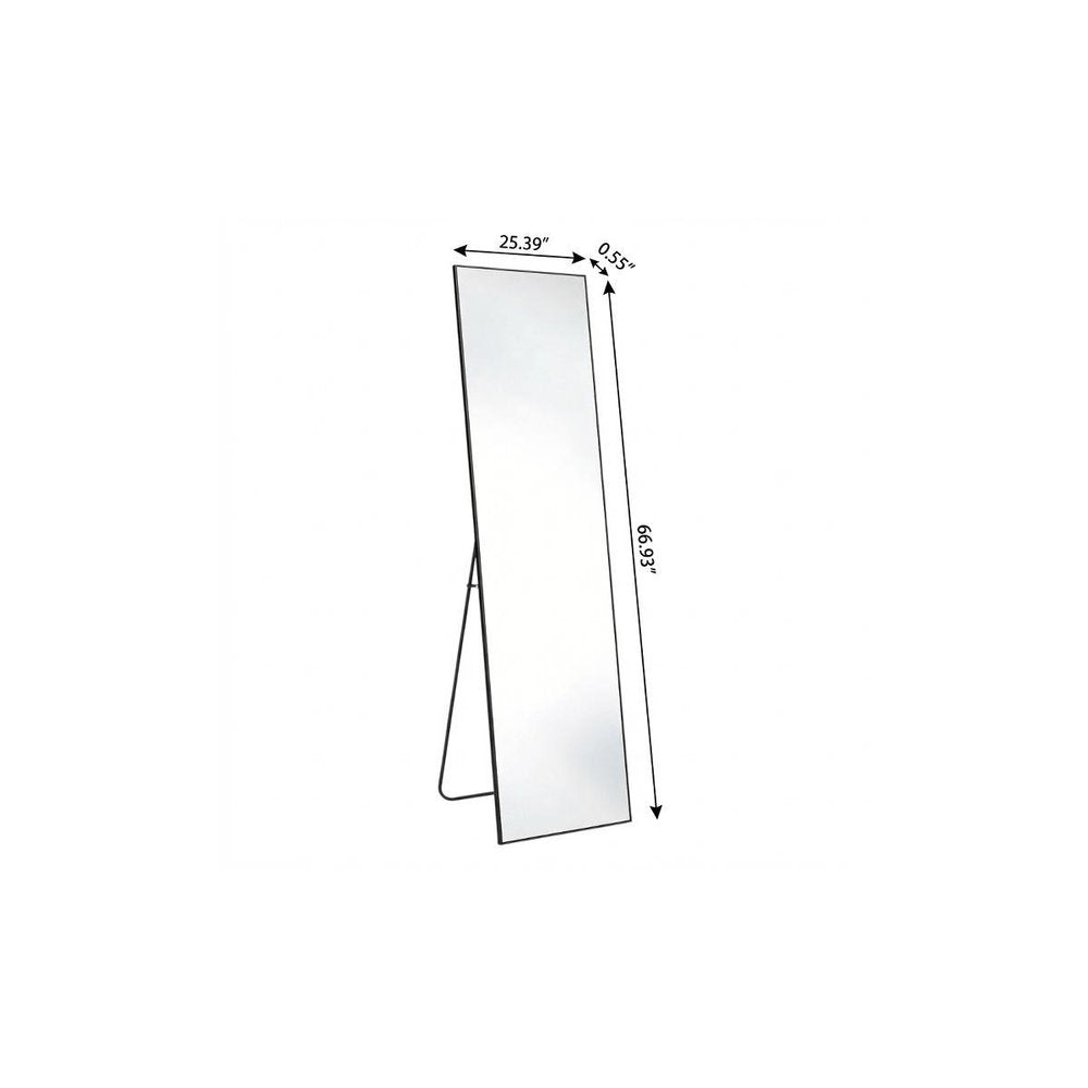 Black Aluminum Freestanding and Wall Mounted Framed Full Length Mirror - 67-inch