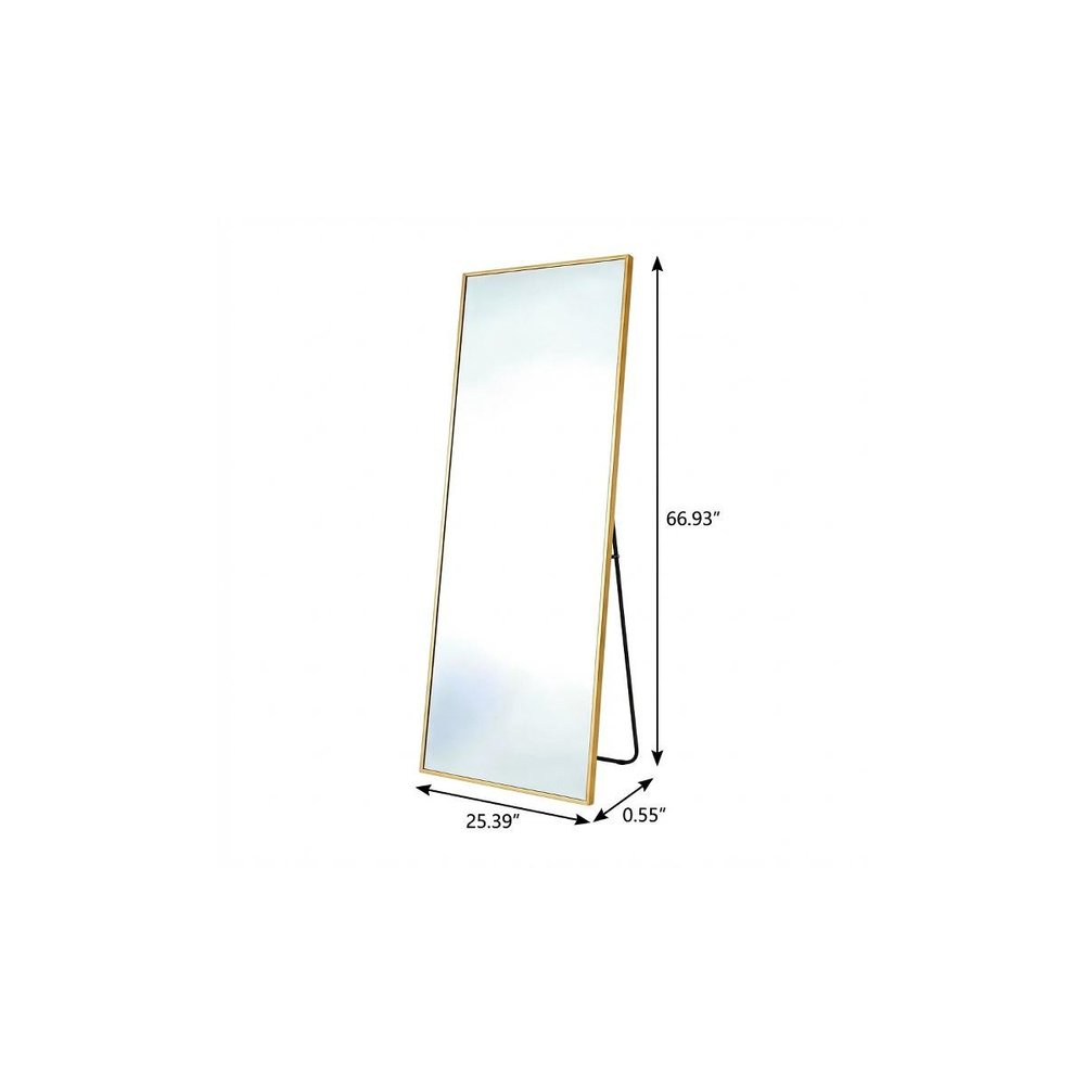Gold Aluminum Freestanding and Wall Mounted Framed Full Length Mirror - 67-inch