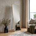 Gold Aluminum Freestanding and Wall Mounted Framed Full Length Mirror - 67-inch