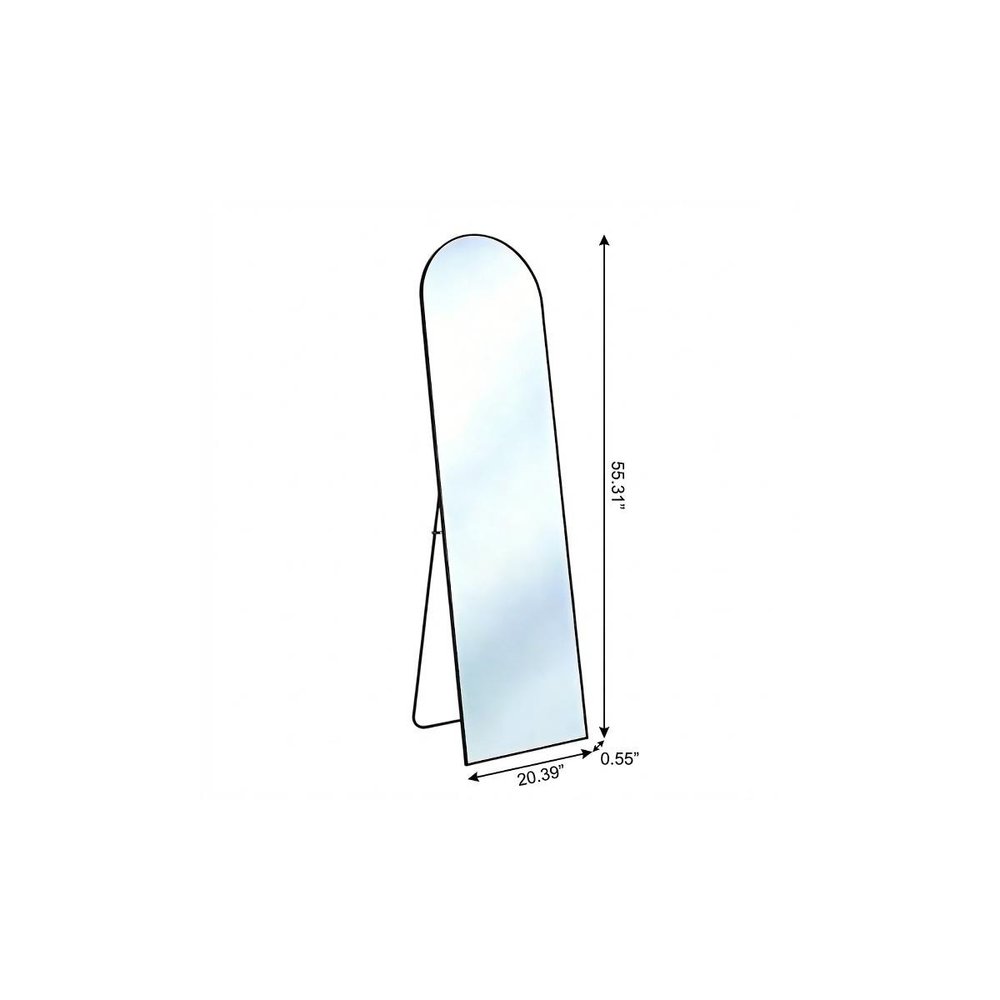Black Aluminum Arch Freestanding and Wall Mounted Framed Full Length Mirror