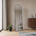 Black Aluminum Arch Freestanding and Wall Mounted Framed Full Length Mirror