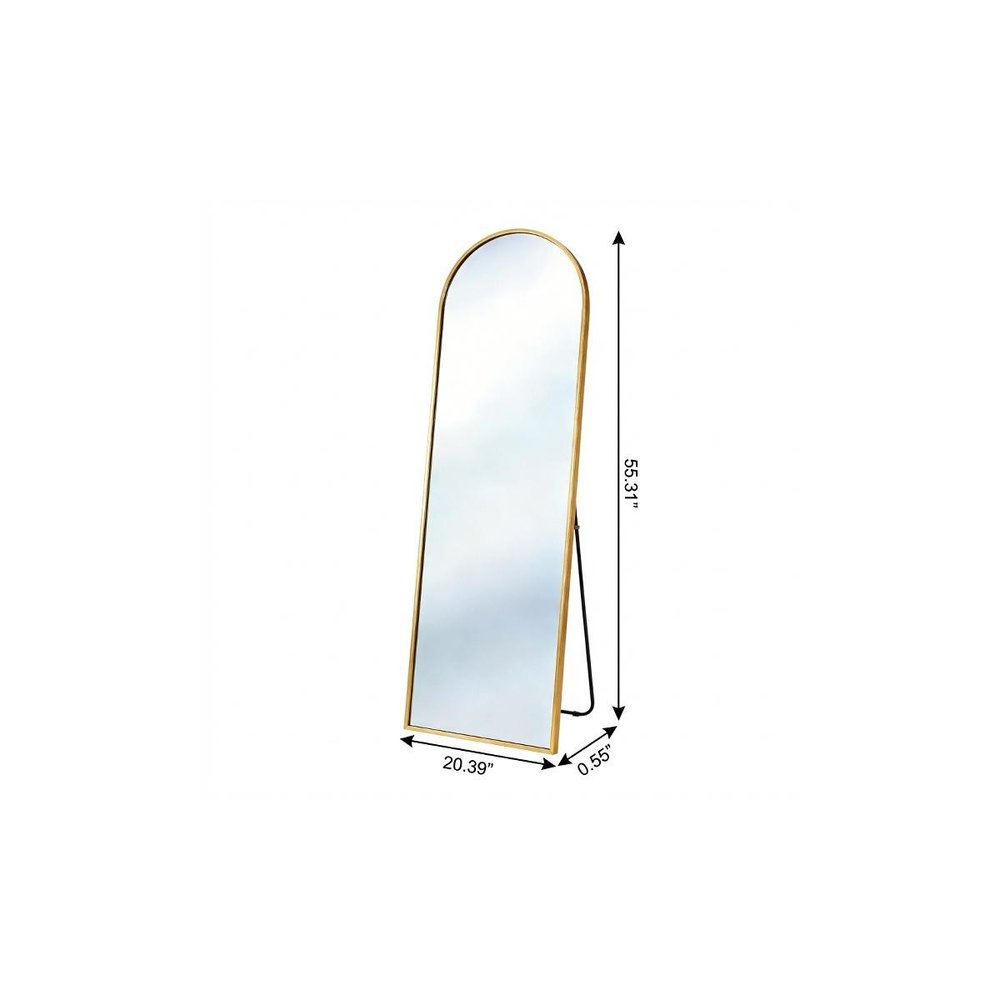 Gold Aluminum Arch Freestanding and Wall Mounted Framed Full Length Mirror