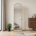 Gold Aluminum Arch Freestanding and Wall Mounted Framed Full Length Mirror