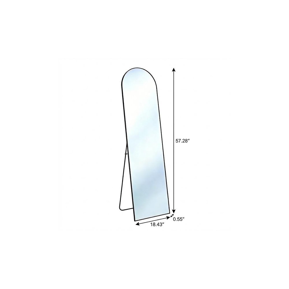 Black Aluminum Arch Freestanding and Wall Mounted Framed Full Length Mirror