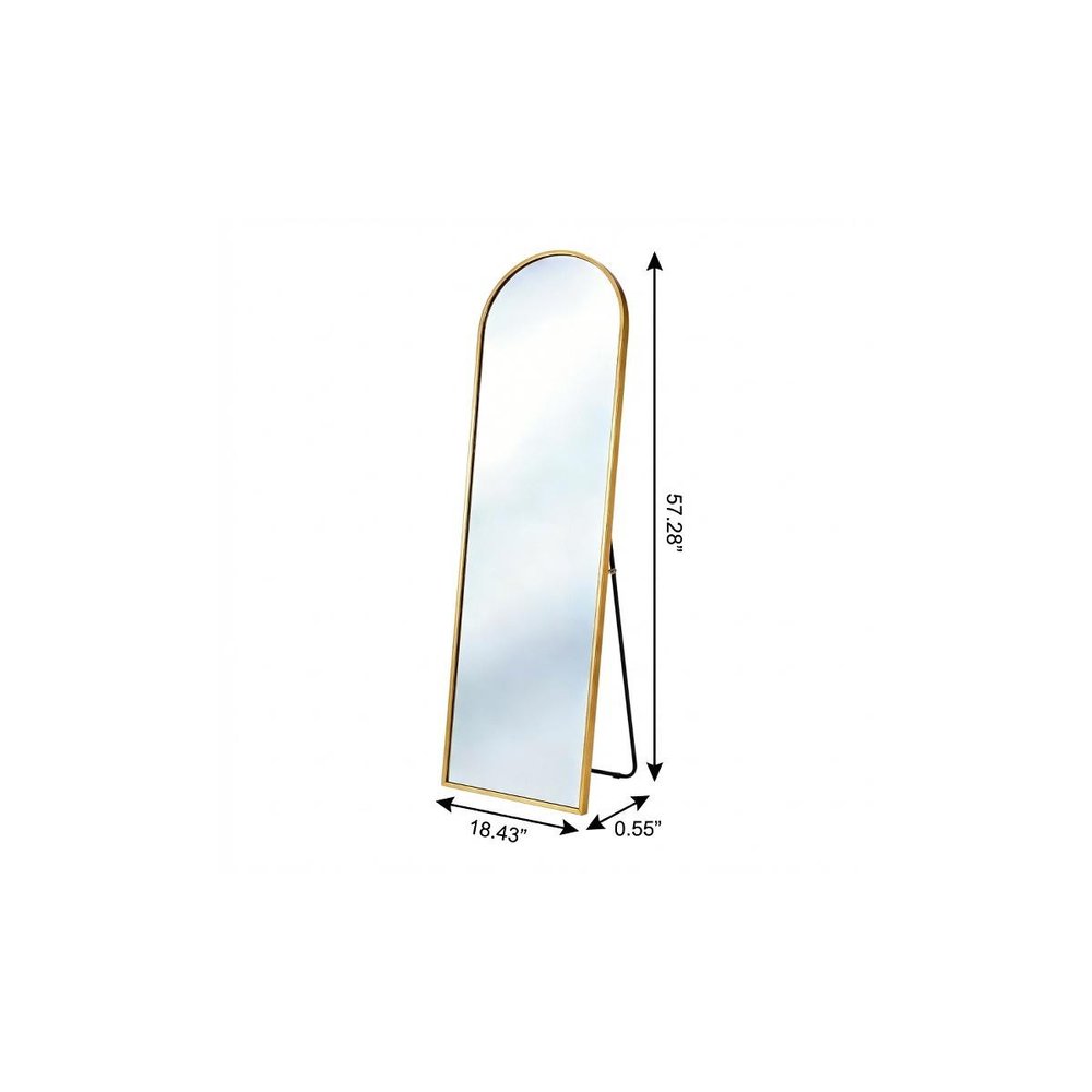 Gold Aluminum Arch Freestanding and Wall Mounted Framed Full Length Mirror