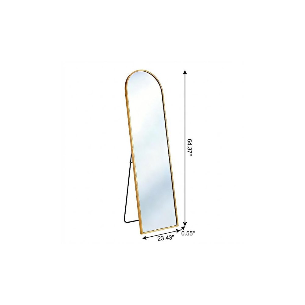 Gold Aluminum Arch Freestanding and Wall Mounted Framed Full Length Mirror