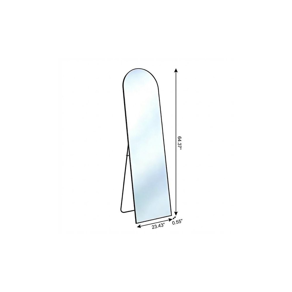 Black Aluminum Arch Freestanding and Wall Mounted Framed Full Length Mirror