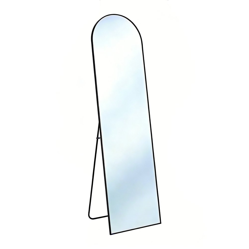 Black Aluminum Arch Freestanding and Wall Mounted Framed Full Length Mirror