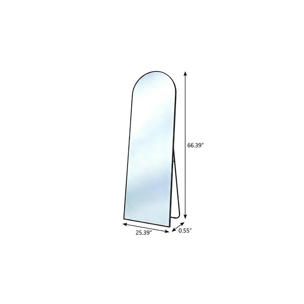 Black Aluminum Arch Freestanding and Wall Mounted Framed Full Length Mirror
