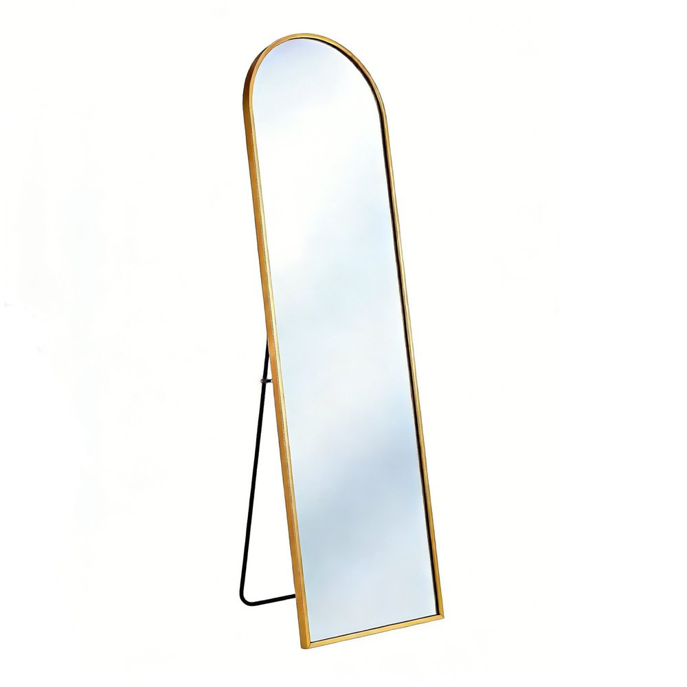Gold Aluminum Arch Wall Mounted and Freestanding Framed Full Length Mirror